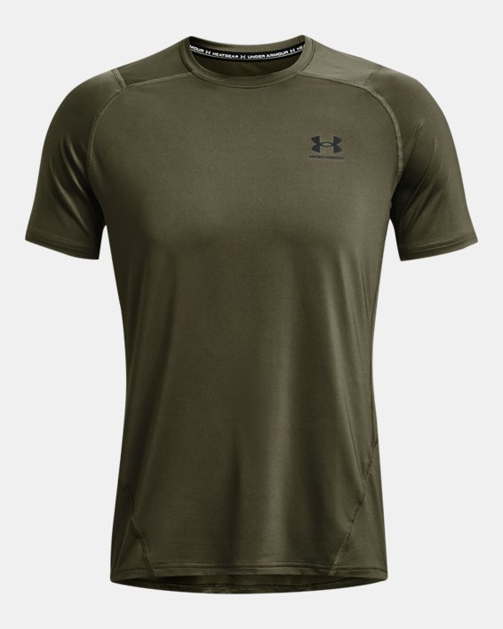 Men's HeatGear® Fitted Short Sleeve, Green, pdpMainDesktop image number 4